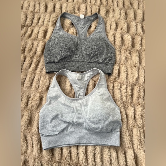 90 Degree By Reflex Other - 90 Degree by Reflex Seamless Sports Bra Set Gray Racerback Size L